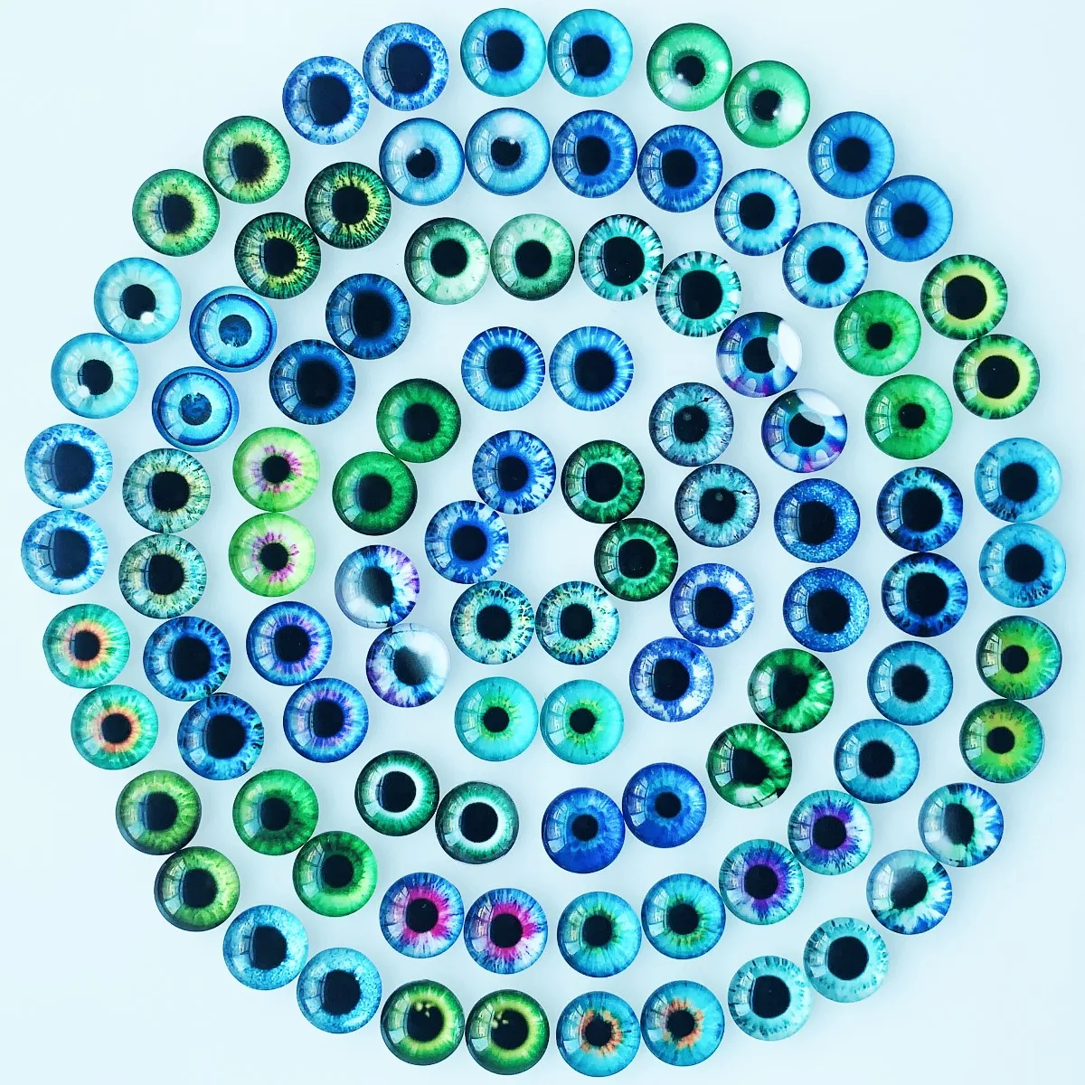100pcs 50 Pairs  from 6mm to 12mm  Mixed Toys Eyes Round Pattern Glass Cabochons Flatback Photo DIY Making Accessories