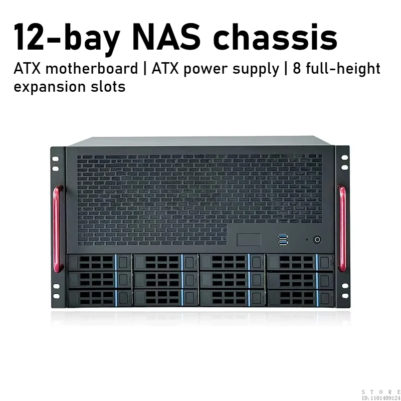 JMCD 12S4 High-Performance Gaming PC Cases 12-bay NAS Chassis, ATX Motherboard, Power Supply, for Entrepreneurs AIO Servers