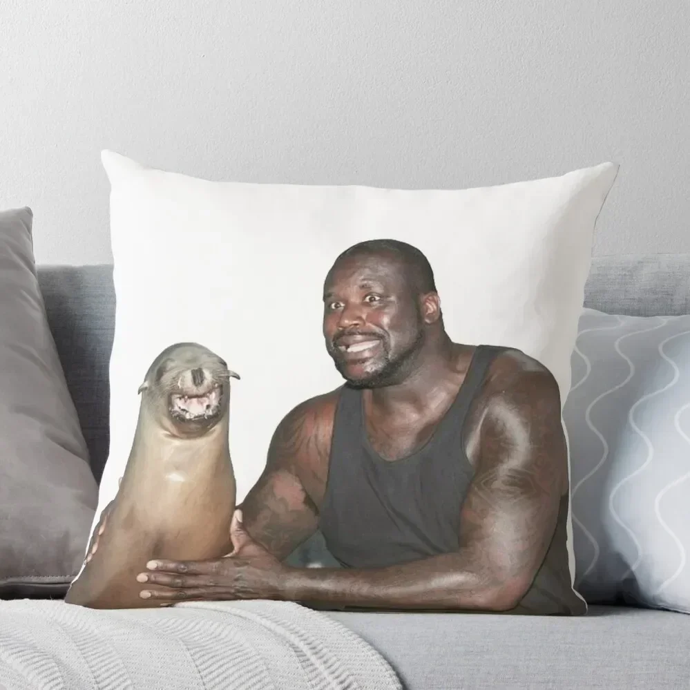 

Shaq and a Sea Lion Throw Pillow Christmas Covers For Cushions Christmas Pillow Covers autumn decoration pillow