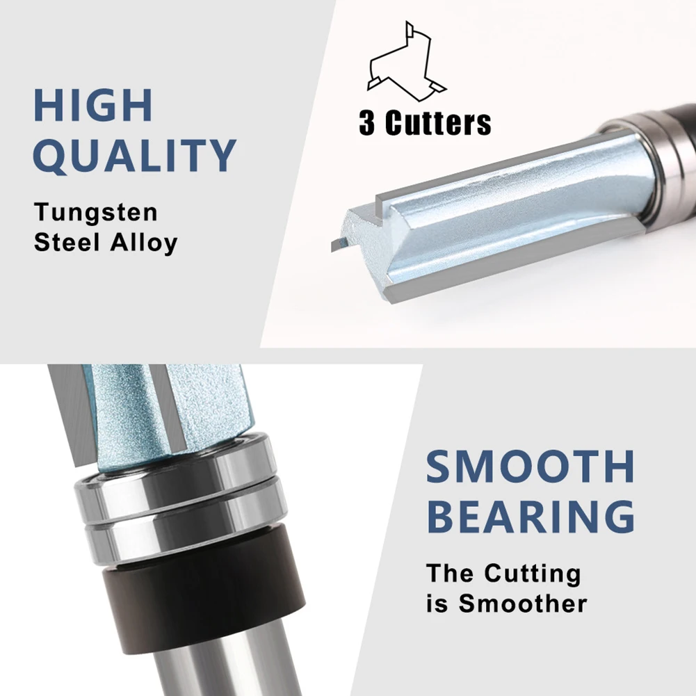 12mm Shank Router 1 2*3 4*50.8 Carbide Alloy Router Enclosed Lubricated Bearing Solid Hardened Steel Woodworking