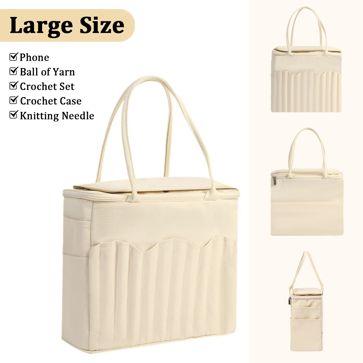 

KOKNIT Wool Yarn Storage Bags Large Capacity Crochet Hook Organizer DIY Handmade Knitting Sewing Tools Accessories Tote Bag