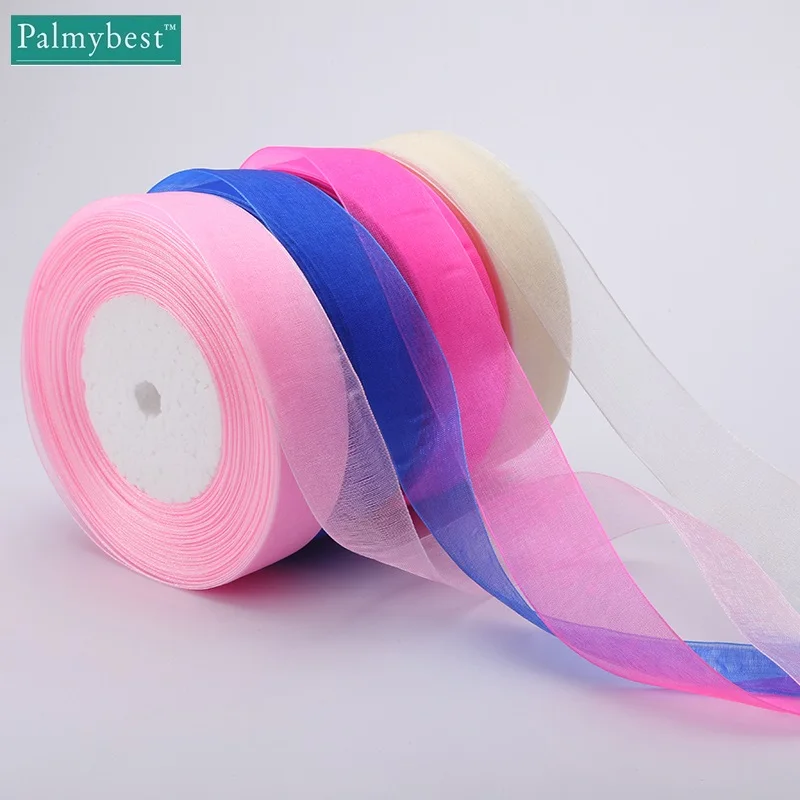 Organza Ribbon for Gift Packing, Wedding Crafts, Christmas Gift Wrap, Handmade DIY, 15mm, 20mm, 25mm, 40mm, 50mm, 50Yards/Roll