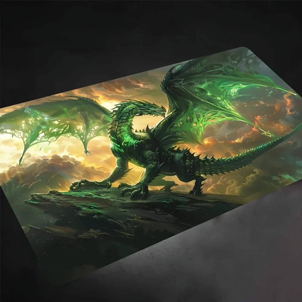 Green Dragon Anti-Slip Rubber Collectible Card Game Mat, suitable for TCG tabletop games and compatible with card collectors