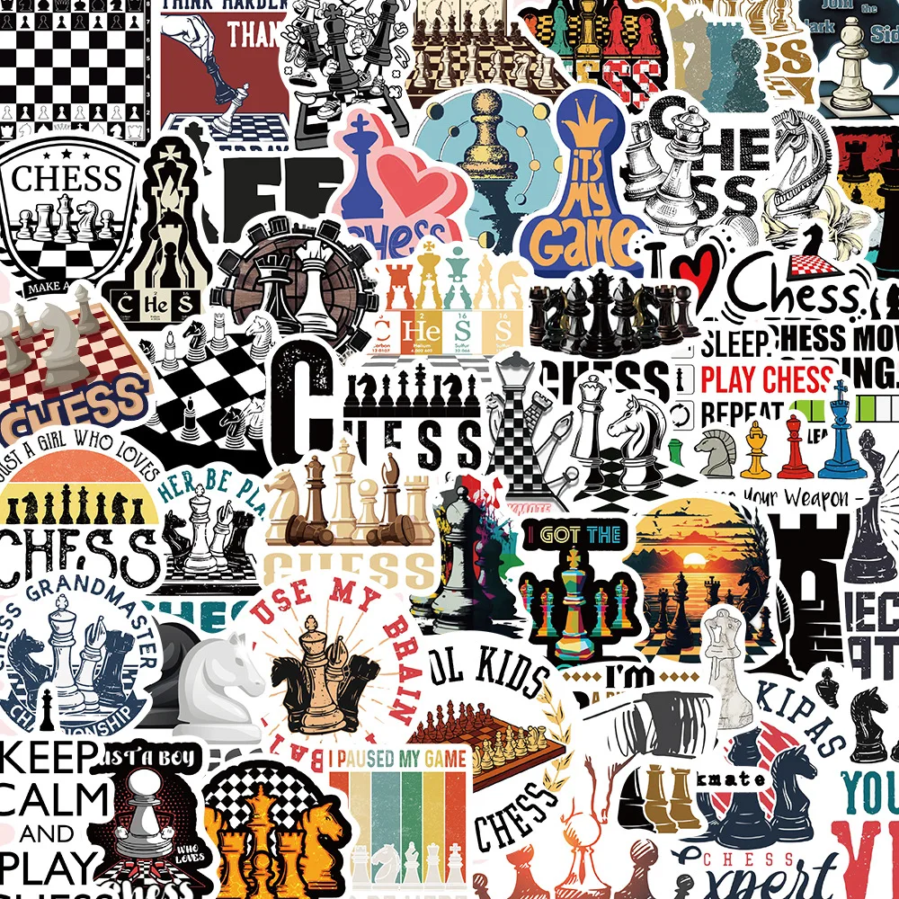 10/30/50Pcs Chess Game Sticker Waterproof Decal Laptop Motorcycle Luggage Snowboard Fridge Phone Car Sticker