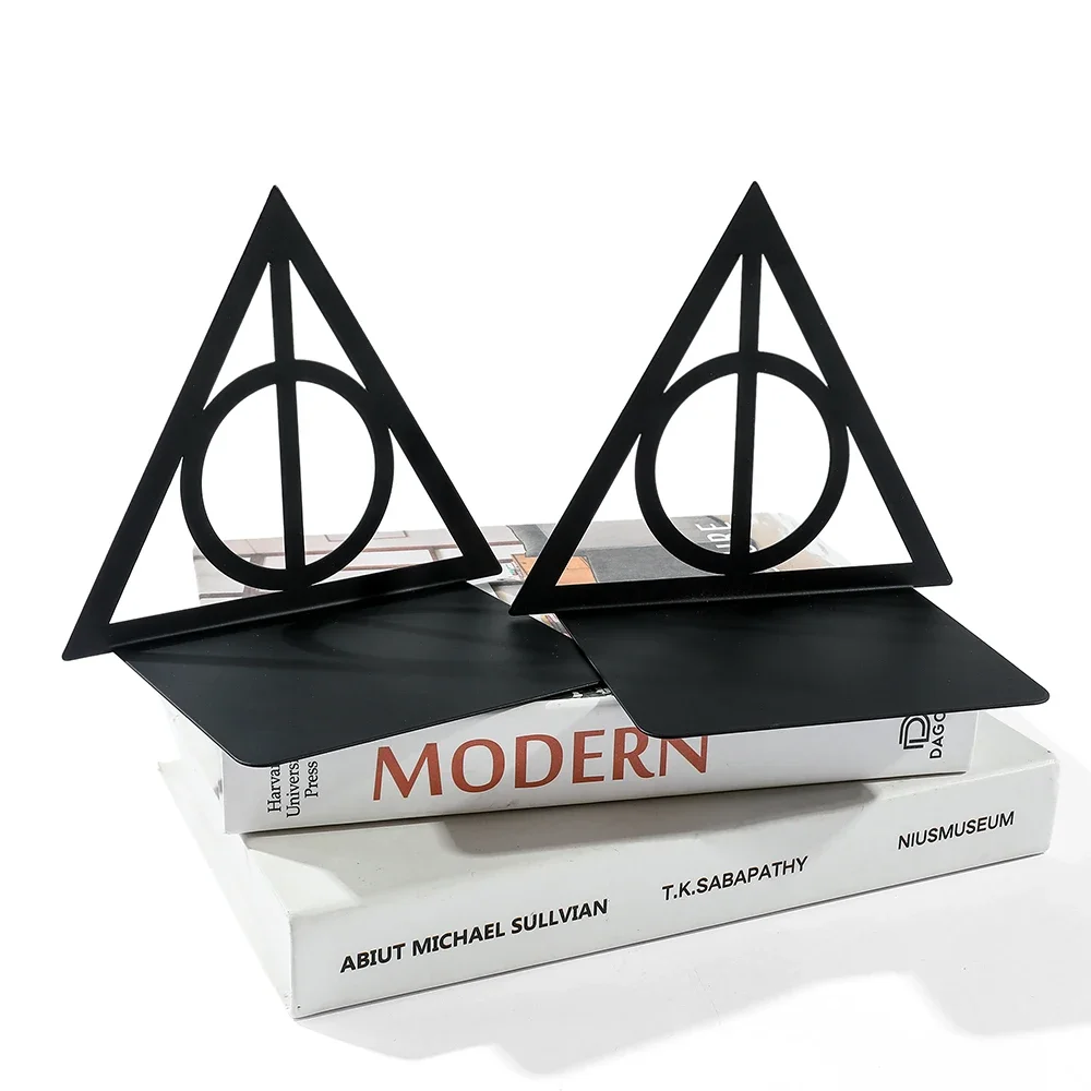 1Pair Classic Magic Triangle Hollow Bookends Movie Merchandise Desktop Table Decoration Retractable Book Support Book Holder