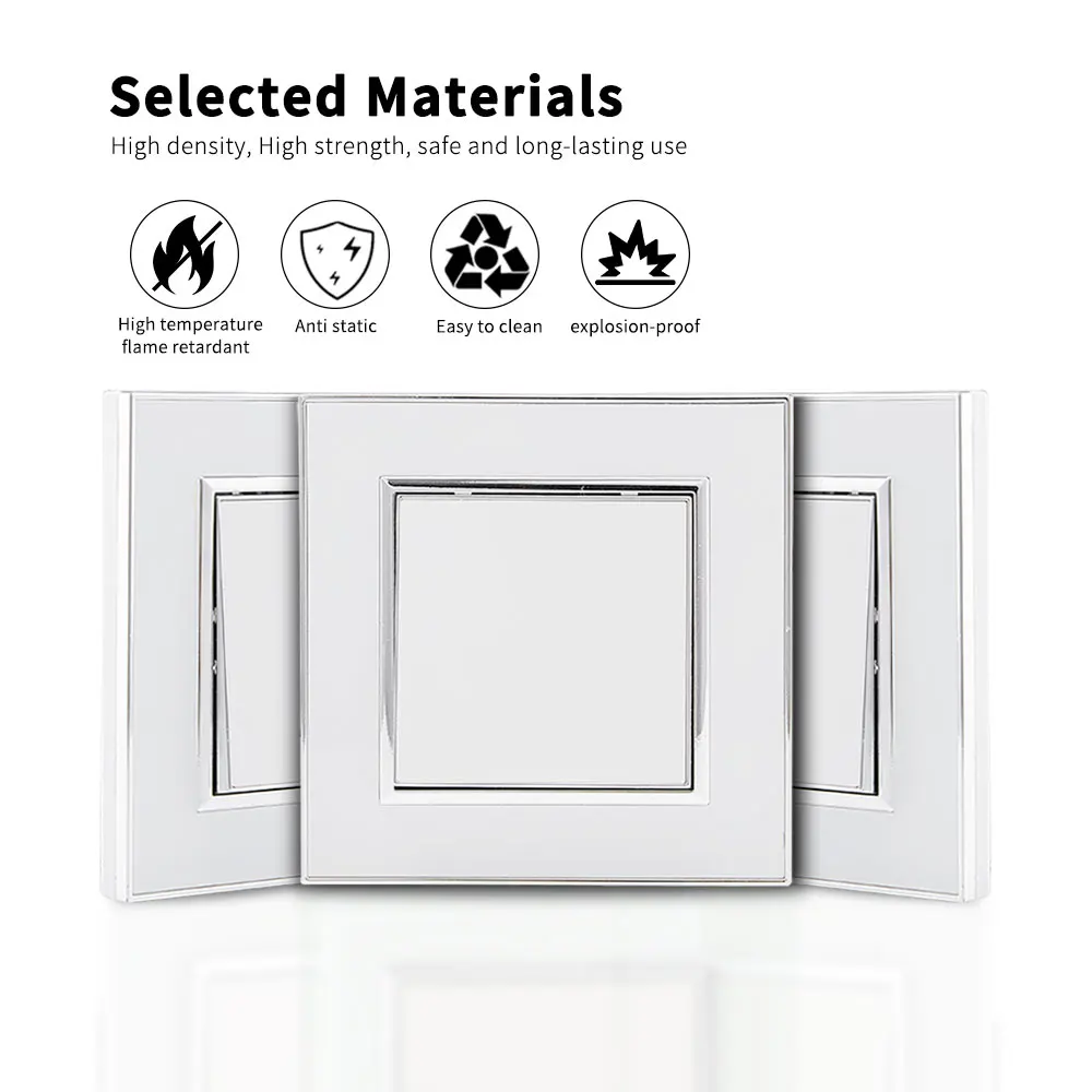 WESA White Mirror Acrylic Wall Switch Flame retardant Panel 1 Gang 1 Way Wall Rocker Switch On / Off 16A AC 250V 86mm*86mm News