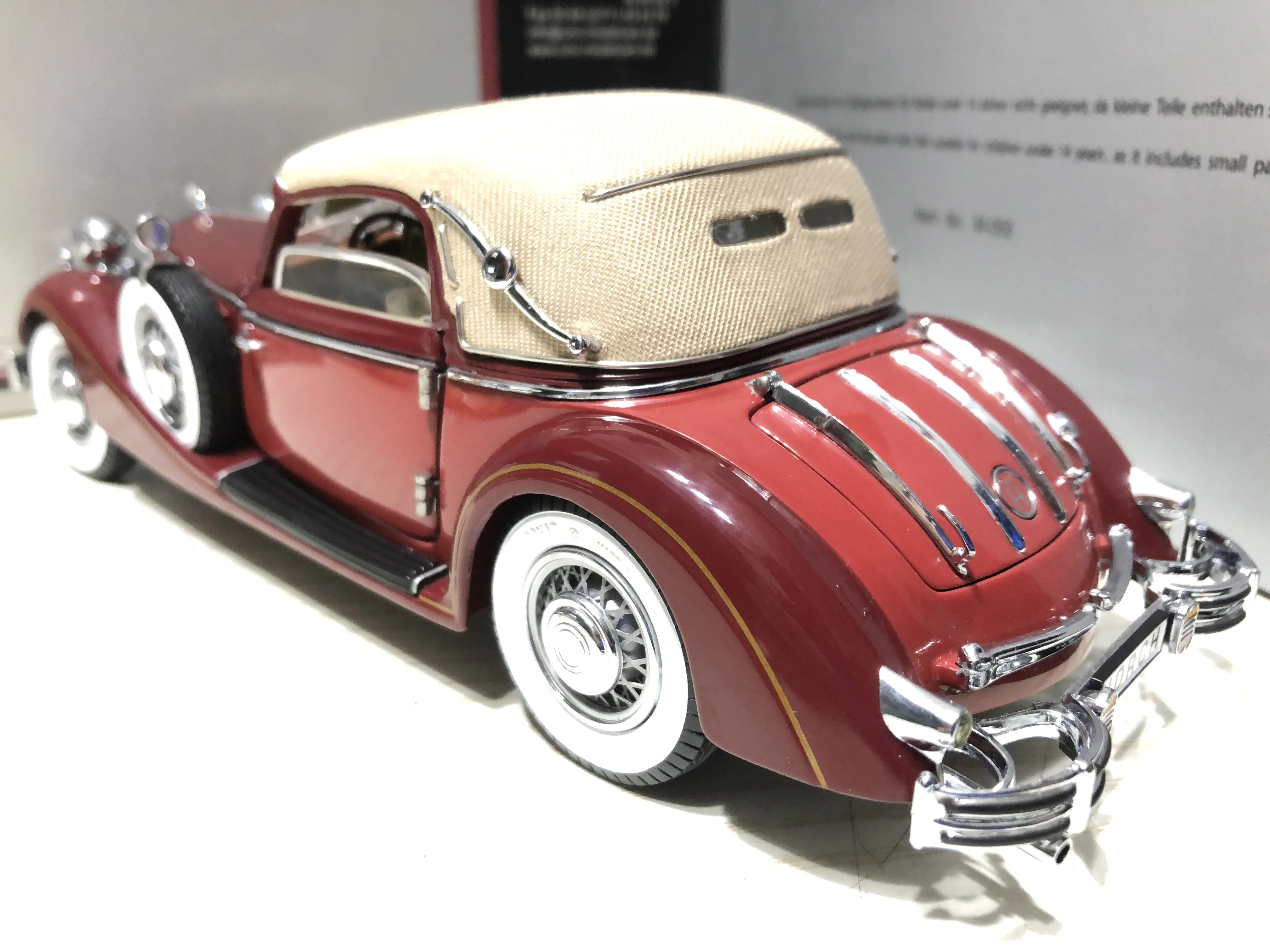 CMC 1:24 Horch 853 1937 Wine Red Vintage Car Alloy Fully Open Simulation Limited Edition Alloy Metal Static Car Model Toy Gift