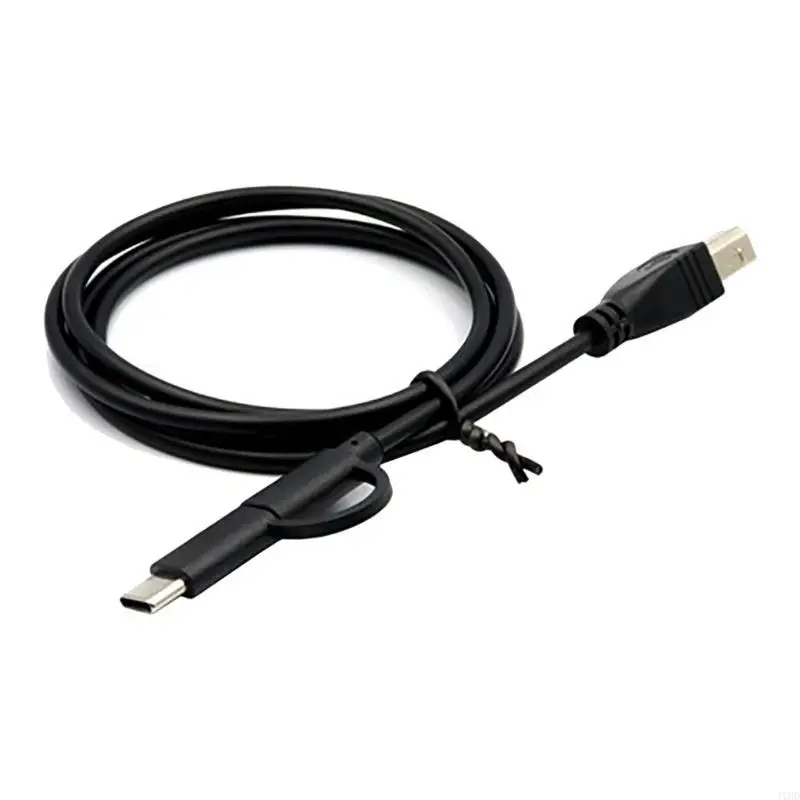 J1HD Micro USB + Type-C Male to USB Type-B Male Data Cable for Printer Scanner Piano