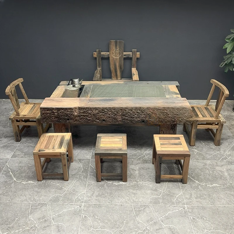 

New Chinese tea table and chair combination walnut home office solid wood kung fu tea table