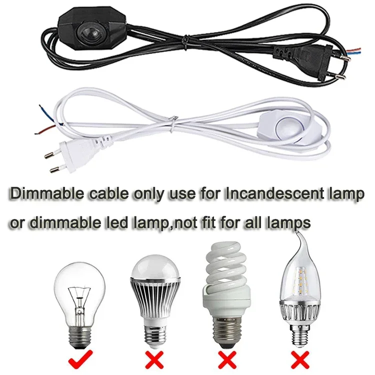 1.8 متر أسود أبيض الاتحاد الأوروبي التوصيل عكس الضوء التبديل كابل ضوء المغير خط وحدة تحكم لخاصية تخفيض الإضاءة الجدول مصباح سلك الطاقة AC110V220Vcustomized