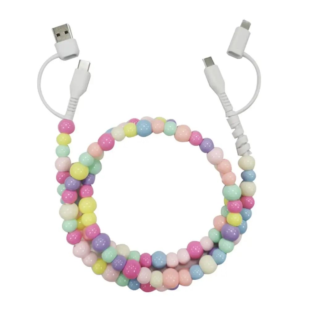 Fashion Colorful Beads Charging Cords For iPhone Samsung Huawei Charging Data Cable USB to Type-C Charging Cable
