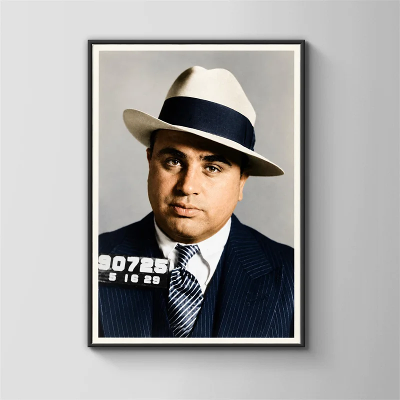 Famous Criminal Mugshot Prints, Gangster-Themed Wall Art, True Crime Style Decorative Canvas Prints for Home Decor