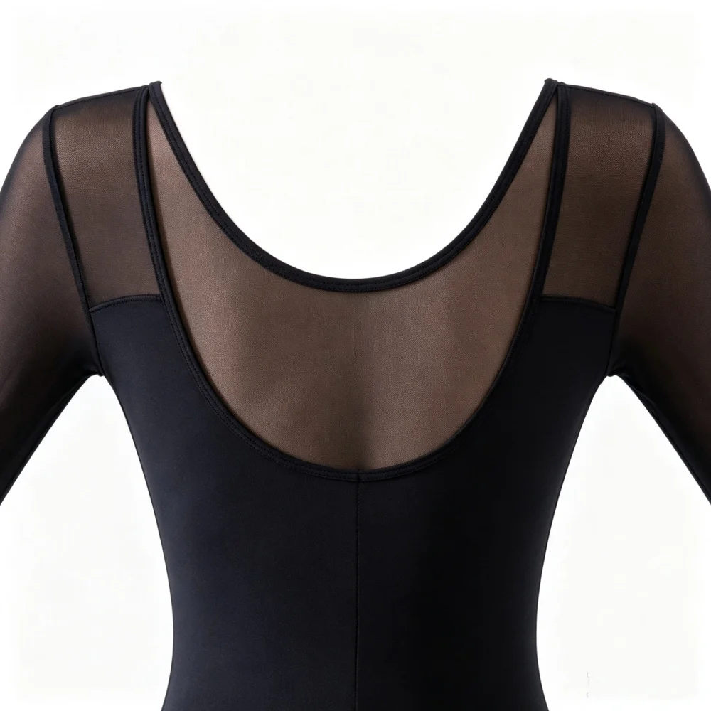 Women's Ballet Practice Uniform One-piece Tight Fitting Long Sleeved Conservative Mid Back Adult Dance Costume