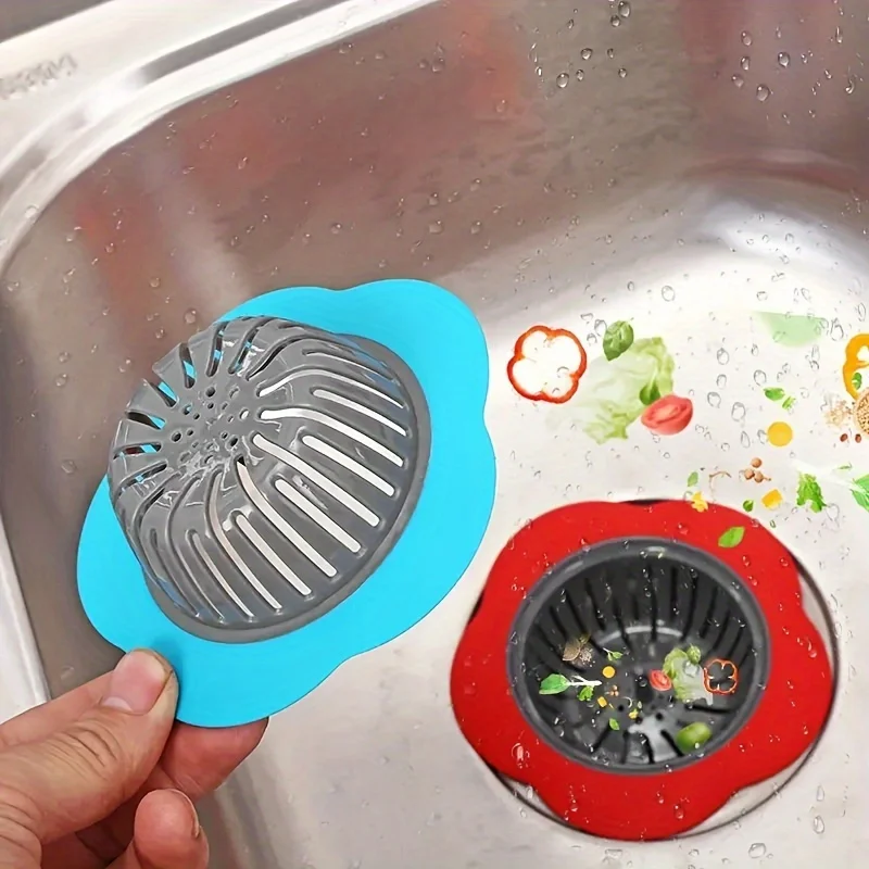 

Kitchen Mesh Sink Drain Silicone Strainer Flower Shape Bathroom Drain Hair Filter Fine Hole Drain Trap Waste Screen