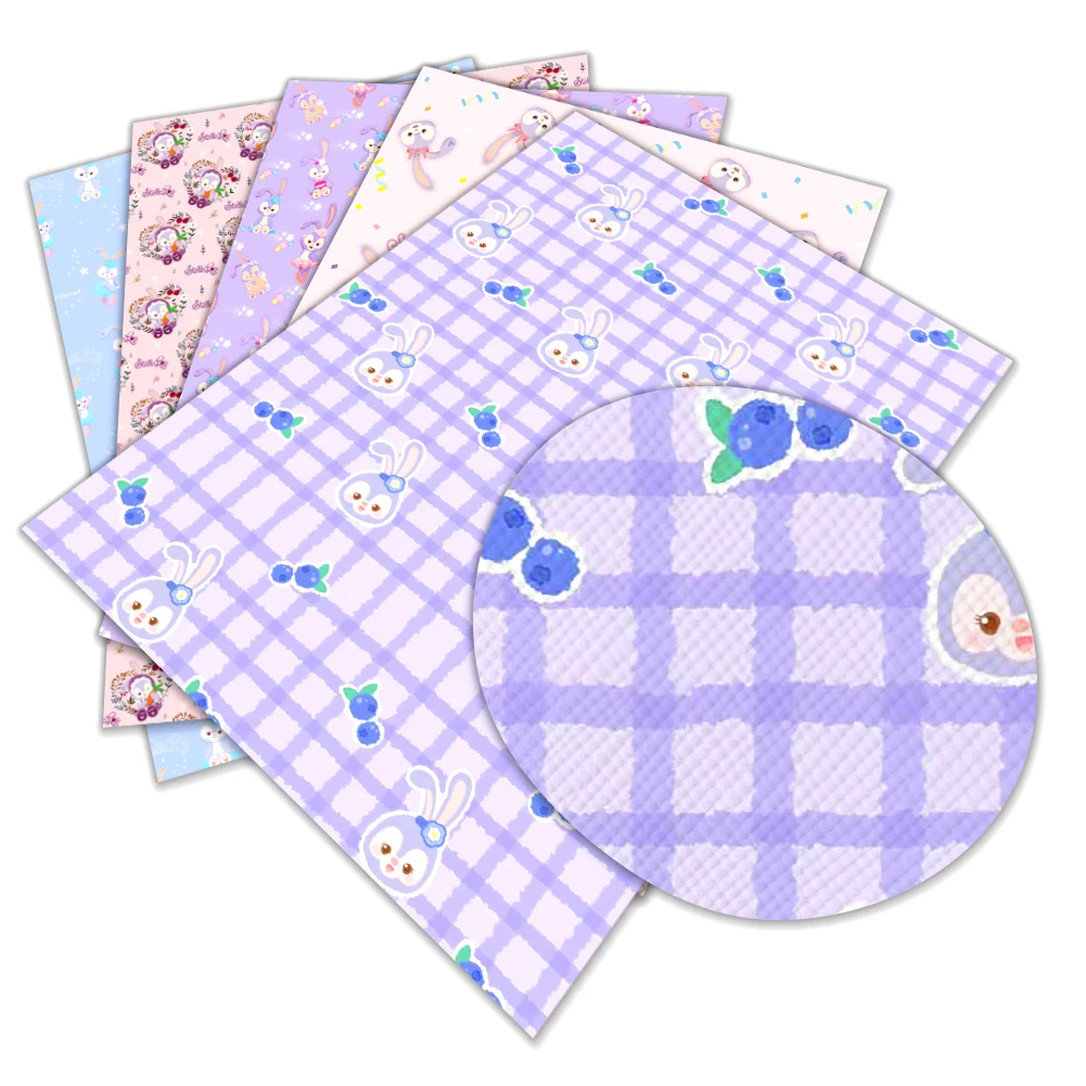 Disney Cartoon Duffy Friend StellaLou Print Artificial Leather Cross lychee Pattern for DIY Craft Making 30*136cm