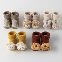 Cute Cartoon Baby Floor Socks for Boys Girls Winter Newborns Soft Cotton Anti Slip Soled Toddler Sock Kids THhicken Warm Socken