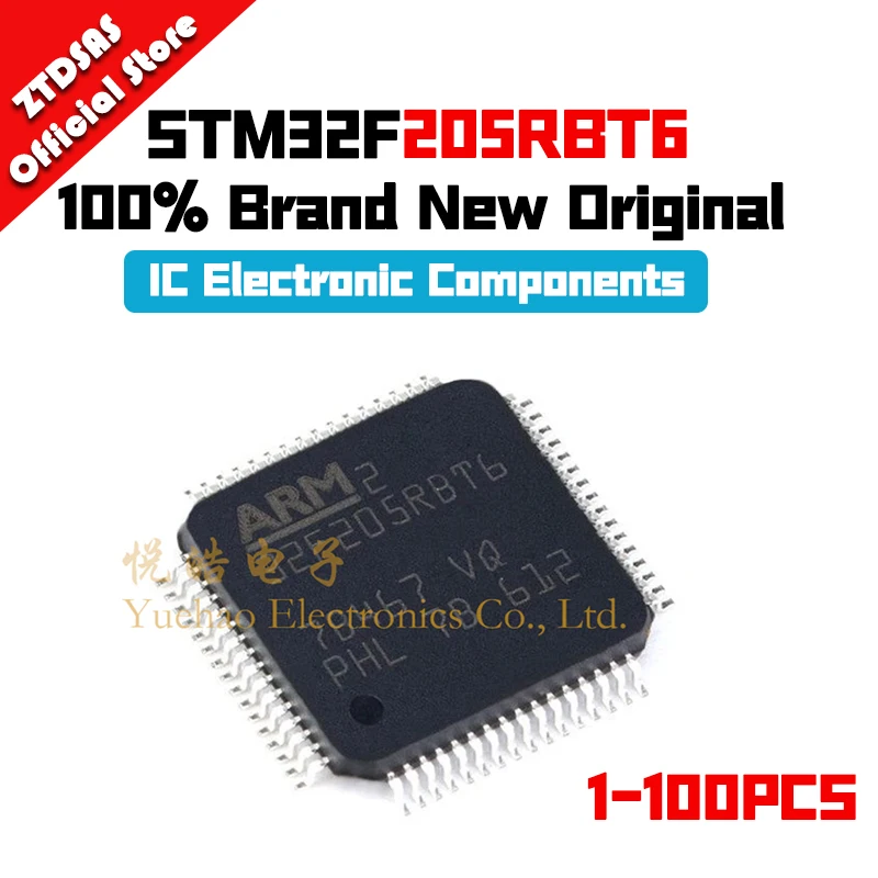 1-100Pcs 100% Brand New Original STM32F205RBT6 STM STM32 STM32F STM32F205 STM32F205RB IC MCU LQFP-64