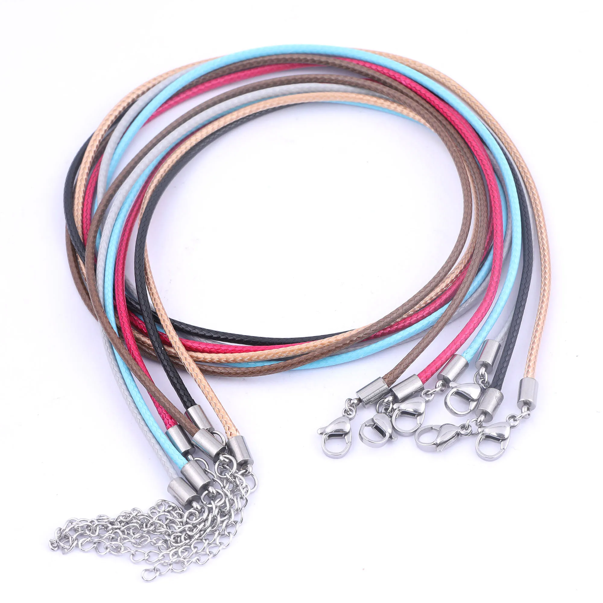

5pcs 55cm Long 2.0mm Black Red Blue Leather Cord Necklace Chains For Jewelry Making Supplies Diy Charm Pendants Accessories