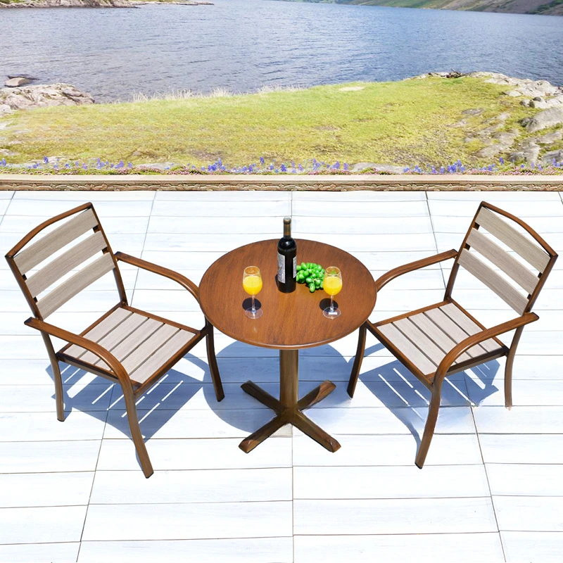 Outdoor waterproof cafe, retro western restaurant,balcony garden, open air, night market, art rattan table and chair combination