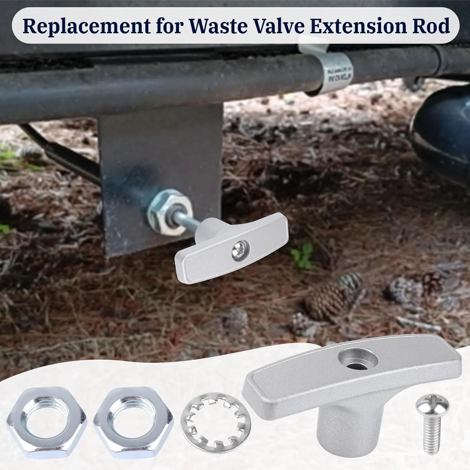 2pcs RV Sewer Valve Handle Replacement Aluminum Drain Valve Handles for Waste Valve Extension Tube Exact OEM Dimensions