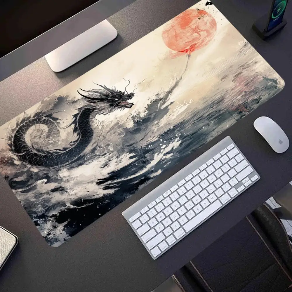 オリエンタルドラゴン 大型マウスパッド、オフィスパッド、ゴム製滑り止めレトロスタイルマウスパッドデスクパッド、PCアクセサリー、デスクアクセサリー。