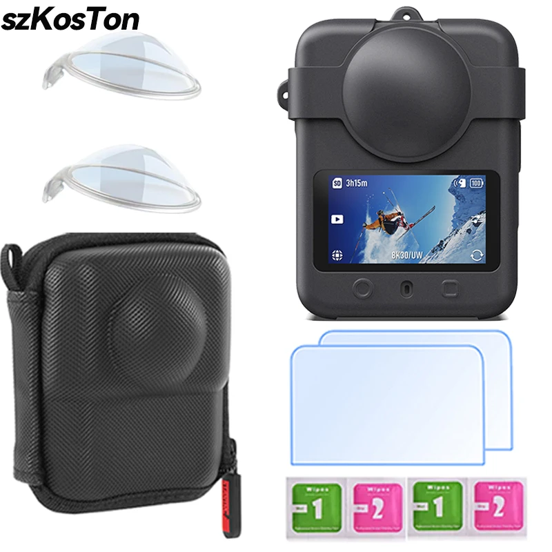 Protetor de Lente para DJI OSMO 360 1 2 Ⅱ, Acessórios, Protetor de Tela, Capa de Silicone, Mini Bolsa de Armazenamento, Estrutura Protetora