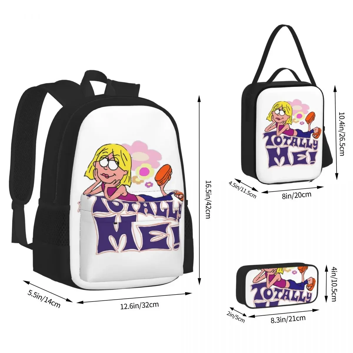 Lizzie Mcguire Backpacks Boys Girls Bookbag Students School Bags Cartoon Kids Rucksack Lunch Bag Pen Bag Three-Piece Set