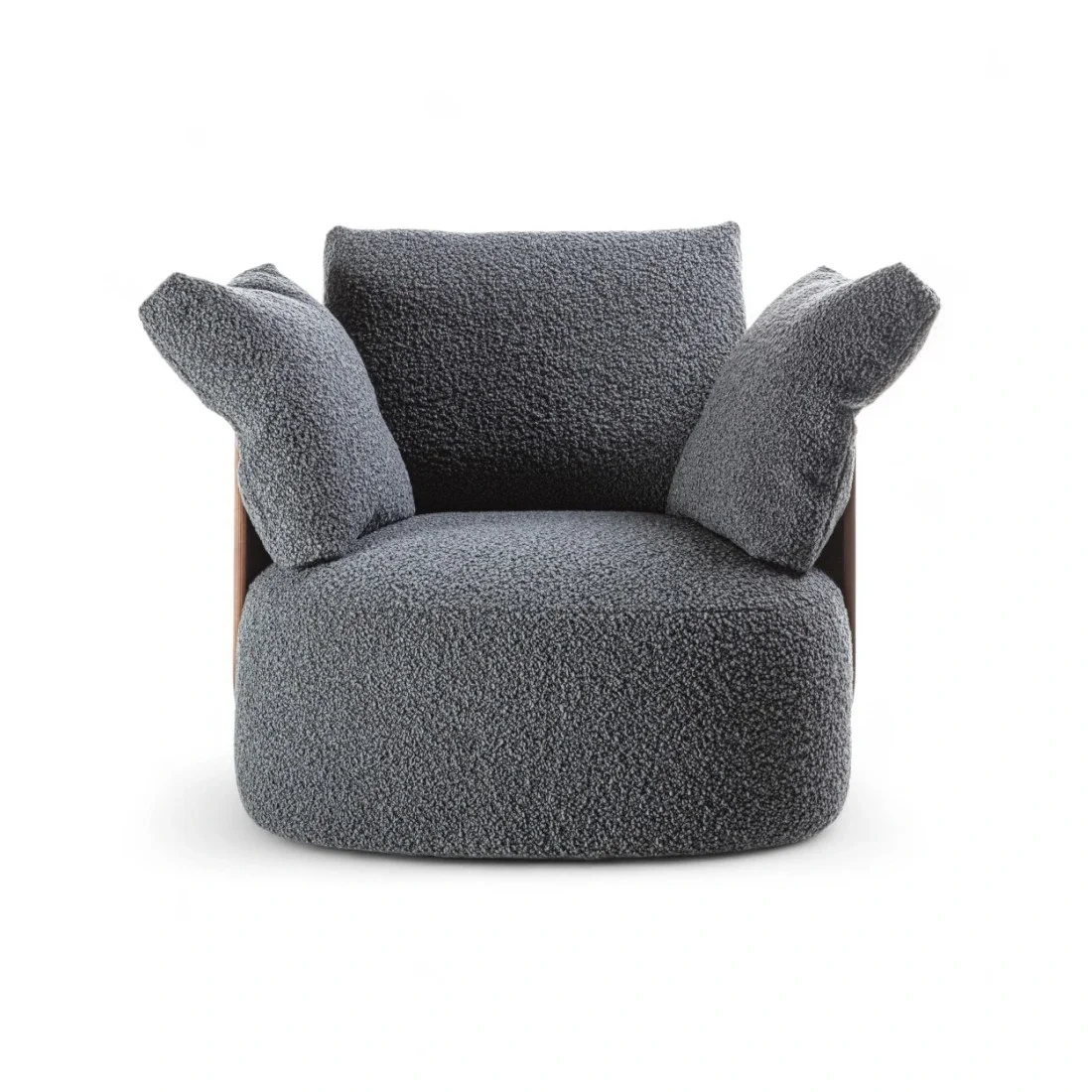 

# Modern Living Room Single Sofa Wood Armchair Swivel Metal Base Fabric Upholstered Lounge Chair