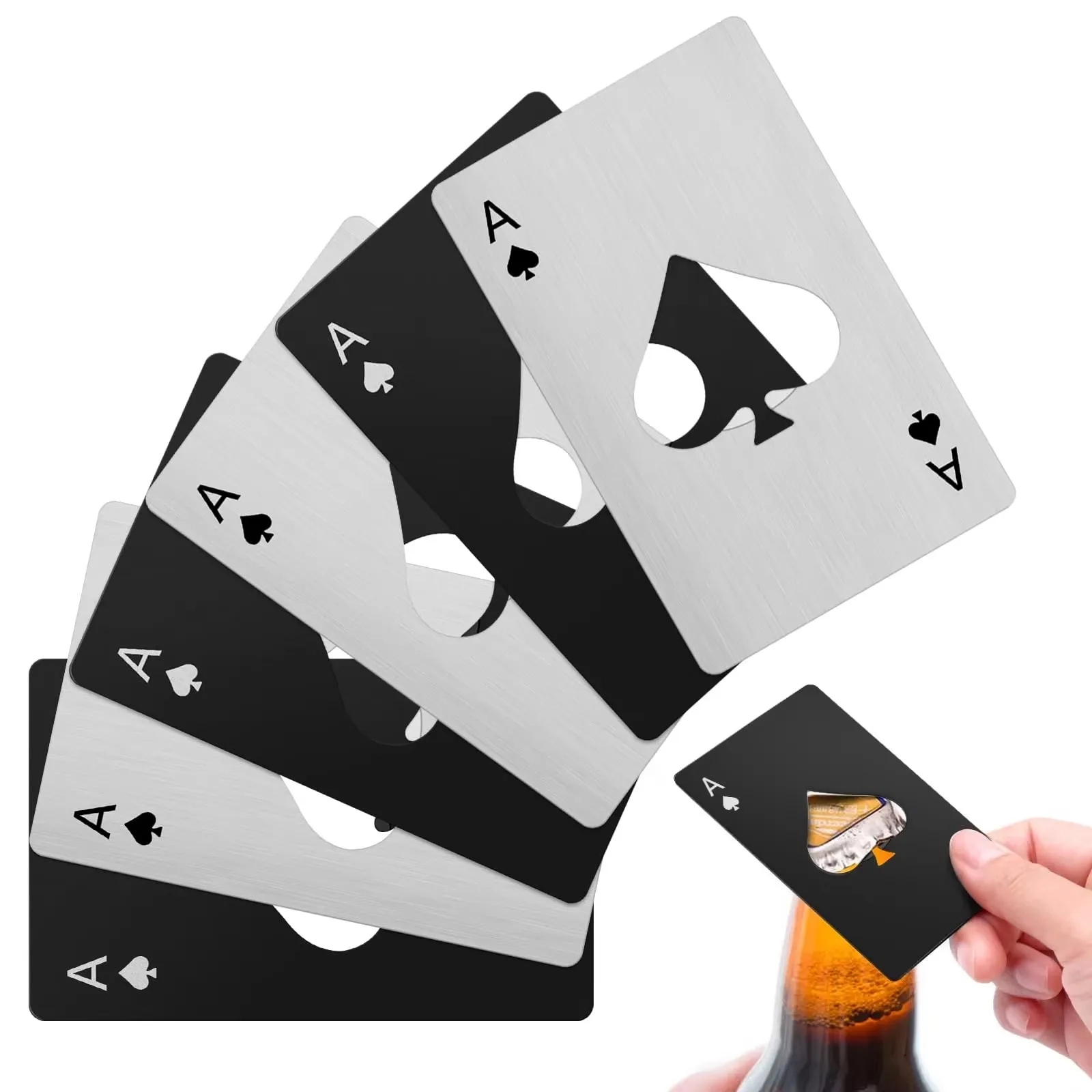 1/2/3/4pcs Personalized Credit Card Bottle Opener, Creative Poker Stainless Steel Beer Bottle Opener, Kitchen Bar Tools