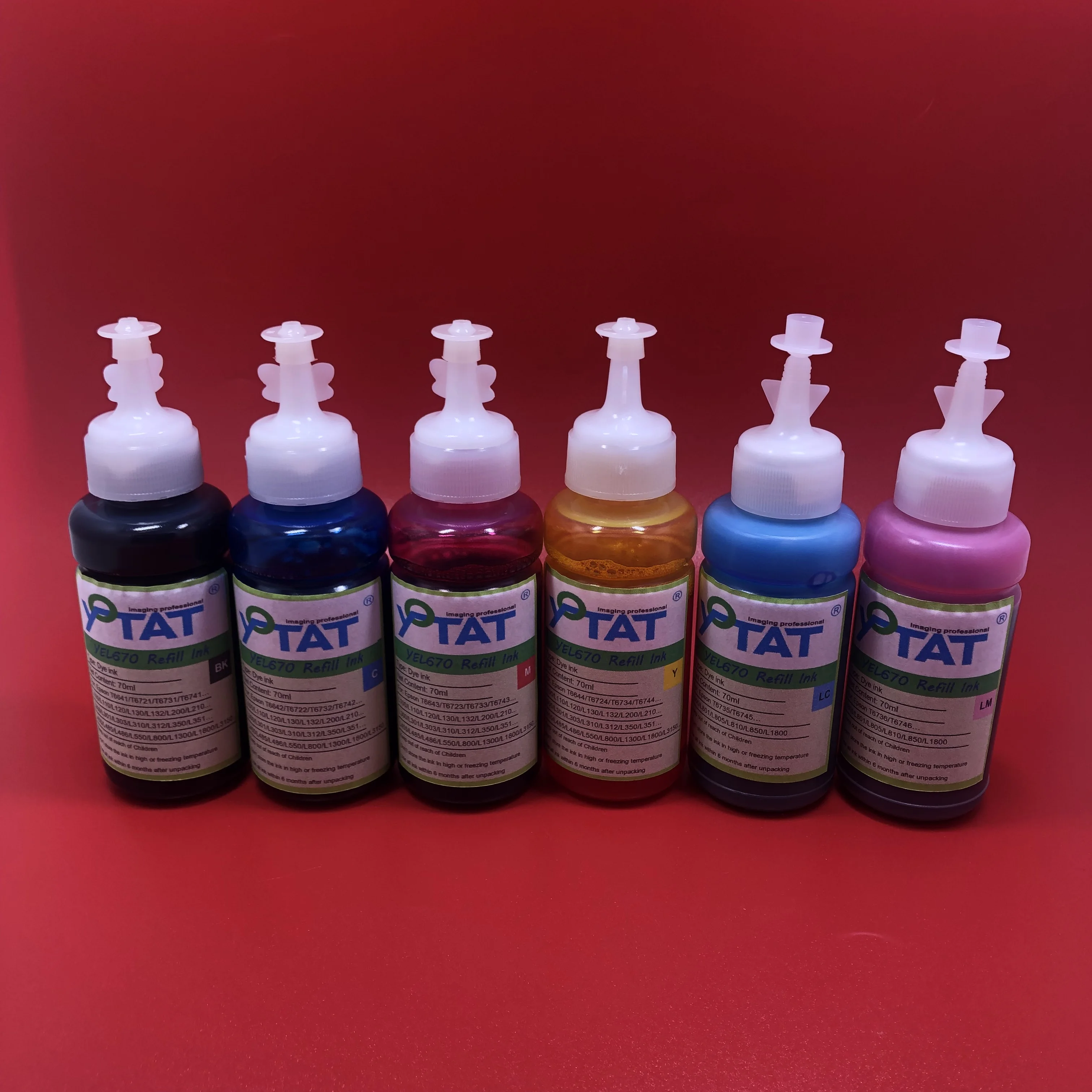 6×70ML Refill Ink for Epson T673 T674 T6731-6 T6741-6 L800 L801 L805 L810 L850 L1300 L1800 Eco Tank Printer