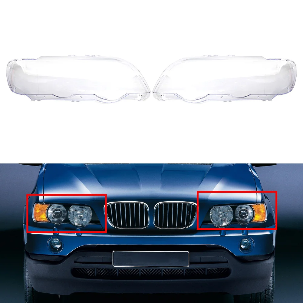 Transparent Headlight Headlamp Clear Lens Cover Replacement For BMW X5 E53 1999-2003 Car Accessories