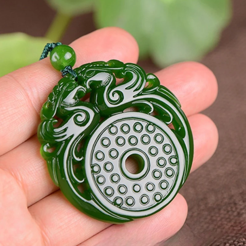 Fine Double Sided Jade Phoenix Pendant Women's Jade Brand Necklace