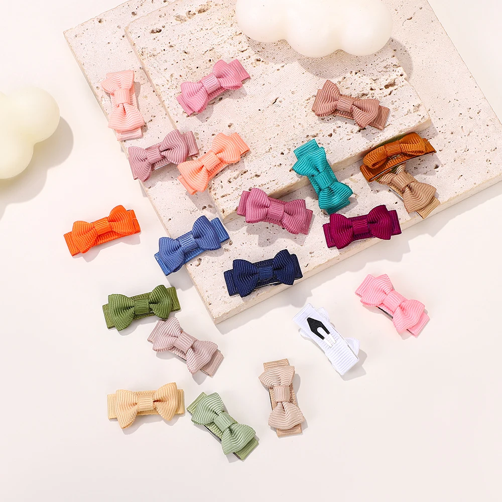 

Random Color 40Pcs Mini Bows Hair Snap Clips for Baby Girls Solid Color Cute Bows Hairpins Barrettes Headwear Hair Accessories