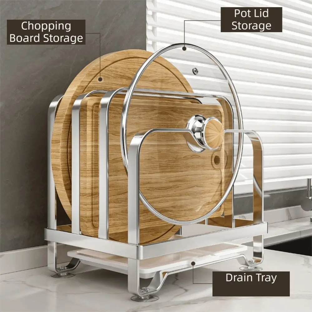 

Устойчивая вертикальная подставка для разделочных досок, влагостойкая, противоскользящая, нержавеющая, экономит место, держатель для кухонной утвари в шкаф