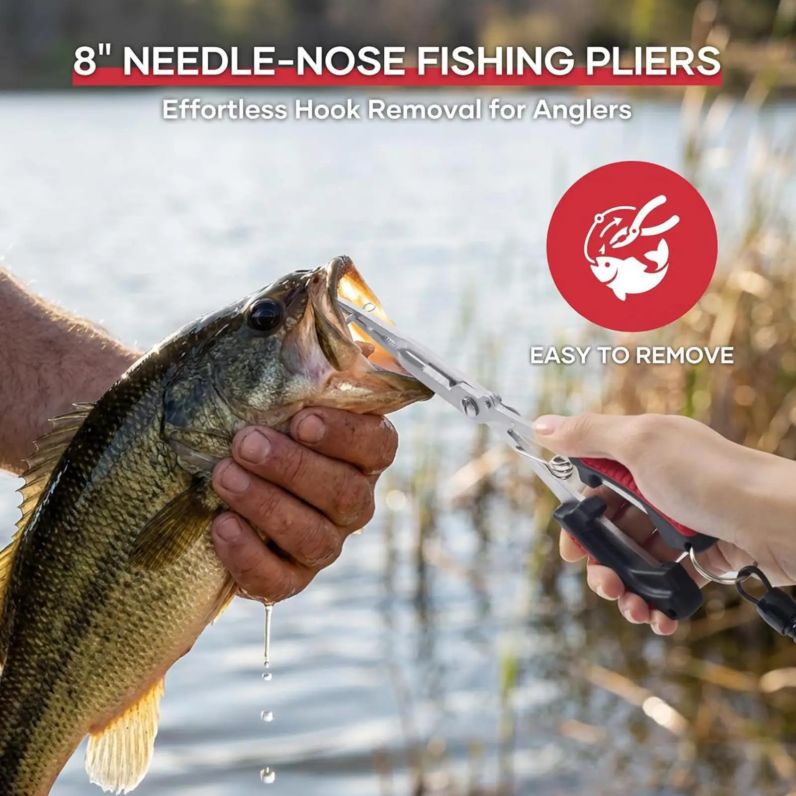 Tijeras de pesca de acero inoxidable, alicates cortadores de línea antideslizantes, equipo de pesca multifuncional para estanque, río, lago, piscina, señuelos de pesca, hielo