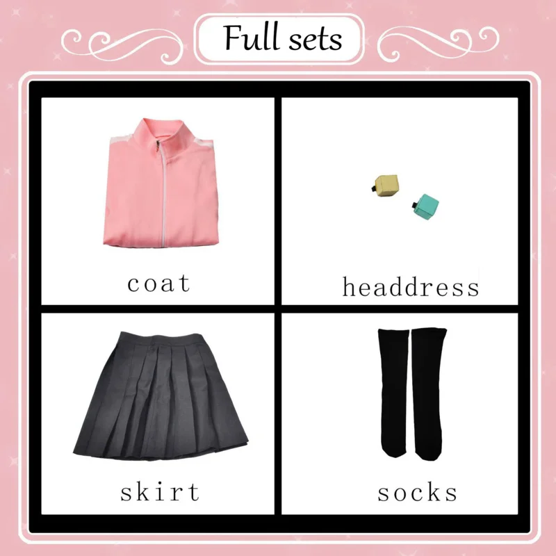 أنيمي غوتو هيتوري تأثيري حلي ، بوكشي الصخور المدرسة الثانوية JK موحدة ، التنورات ، شعر مستعار وردي