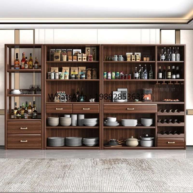 LYY New Chinese Style Purple Gold Pear Wood Solid Wood Sideboard Wall-Mounted Integrated High-End Wine Cabinet Living