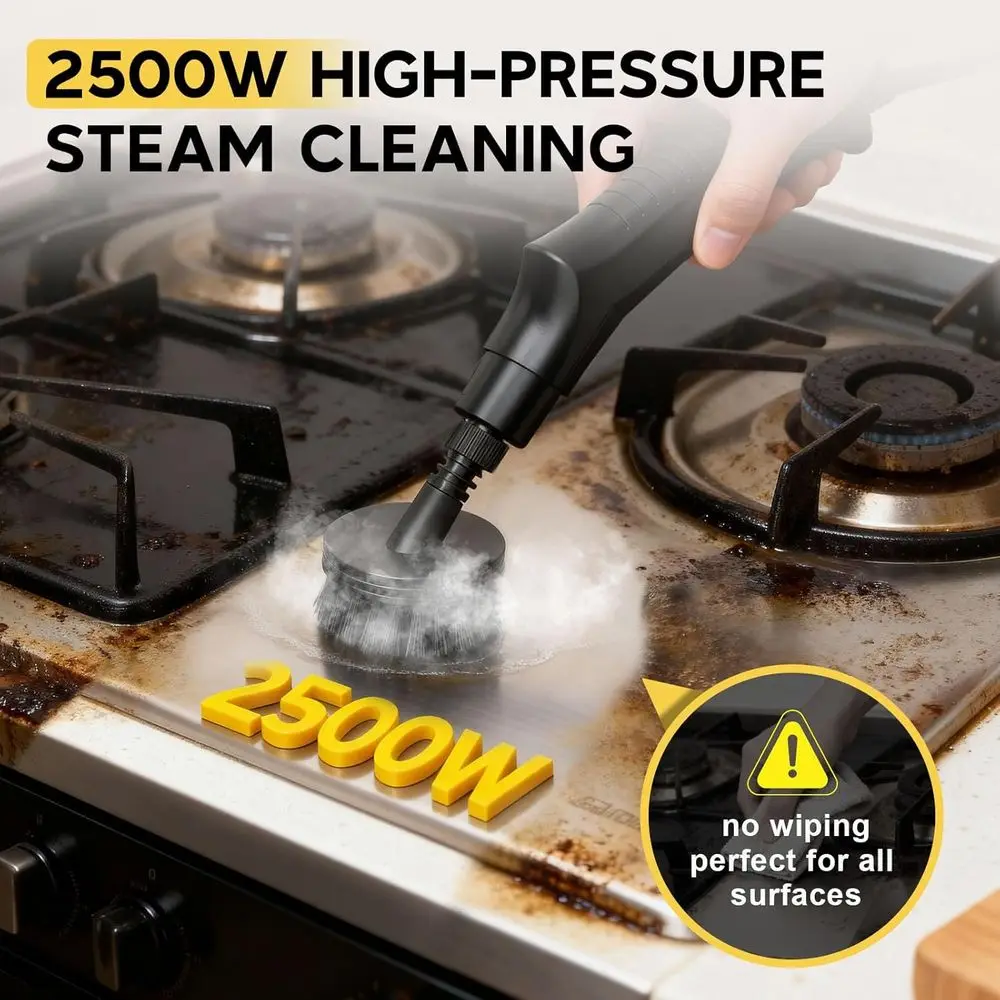 Heating Heavy Duty Steam Cleaner 7 Adjustable Levels, 1.6 Quarts Tank, Continuous Spray, Natural Deep Cleaner, Portable Handheld