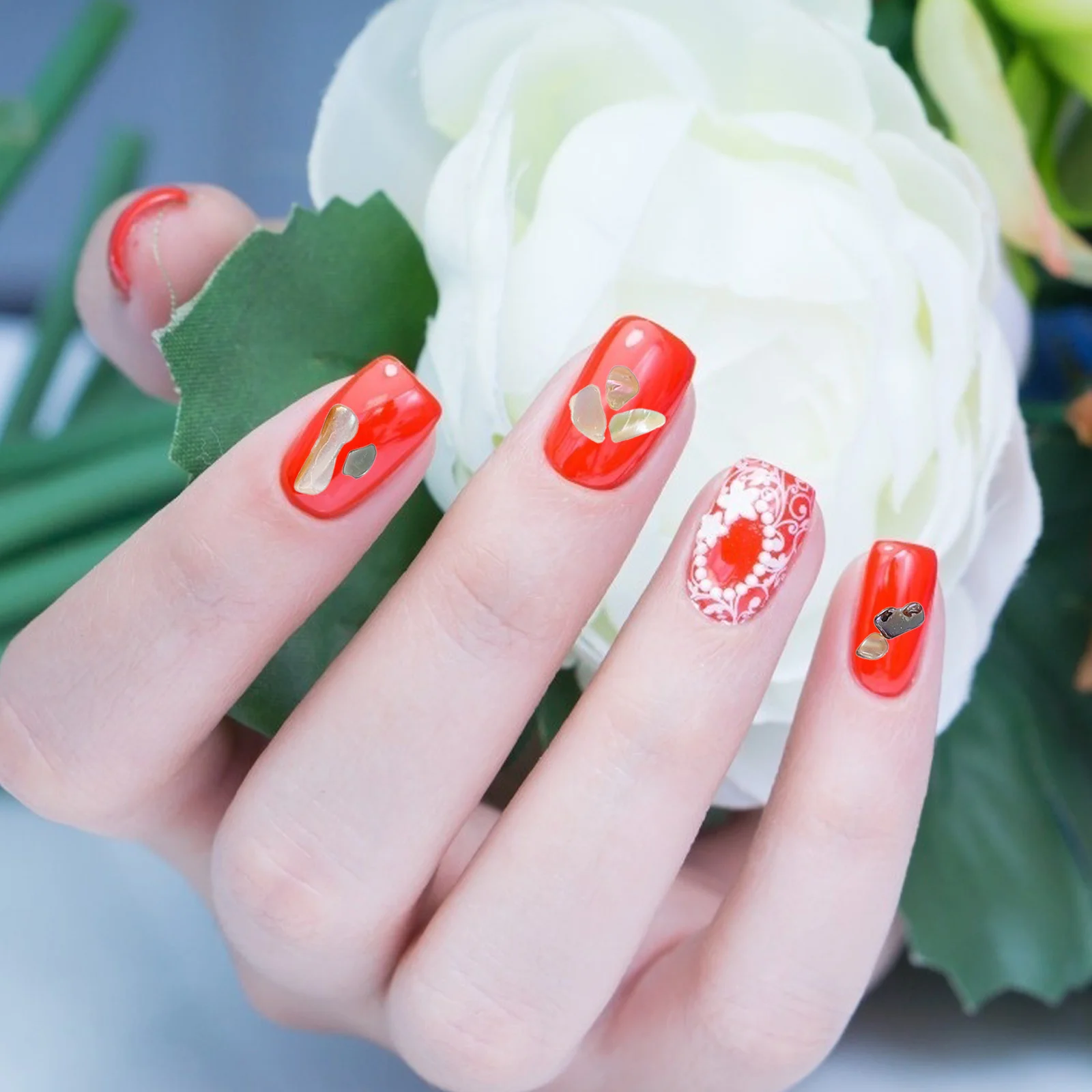 

5pcs Shell Sequins Diy Manicure Decor Unique Nail Art Charms Crushed Shell Stickers Nail Art Supplies Manicures Ornament