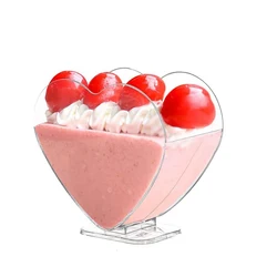 10pcs Plastic Dessert Cups 70ml Yogurt Mousses Heart Portion Cups Container Tableware Party Wedding Supplies