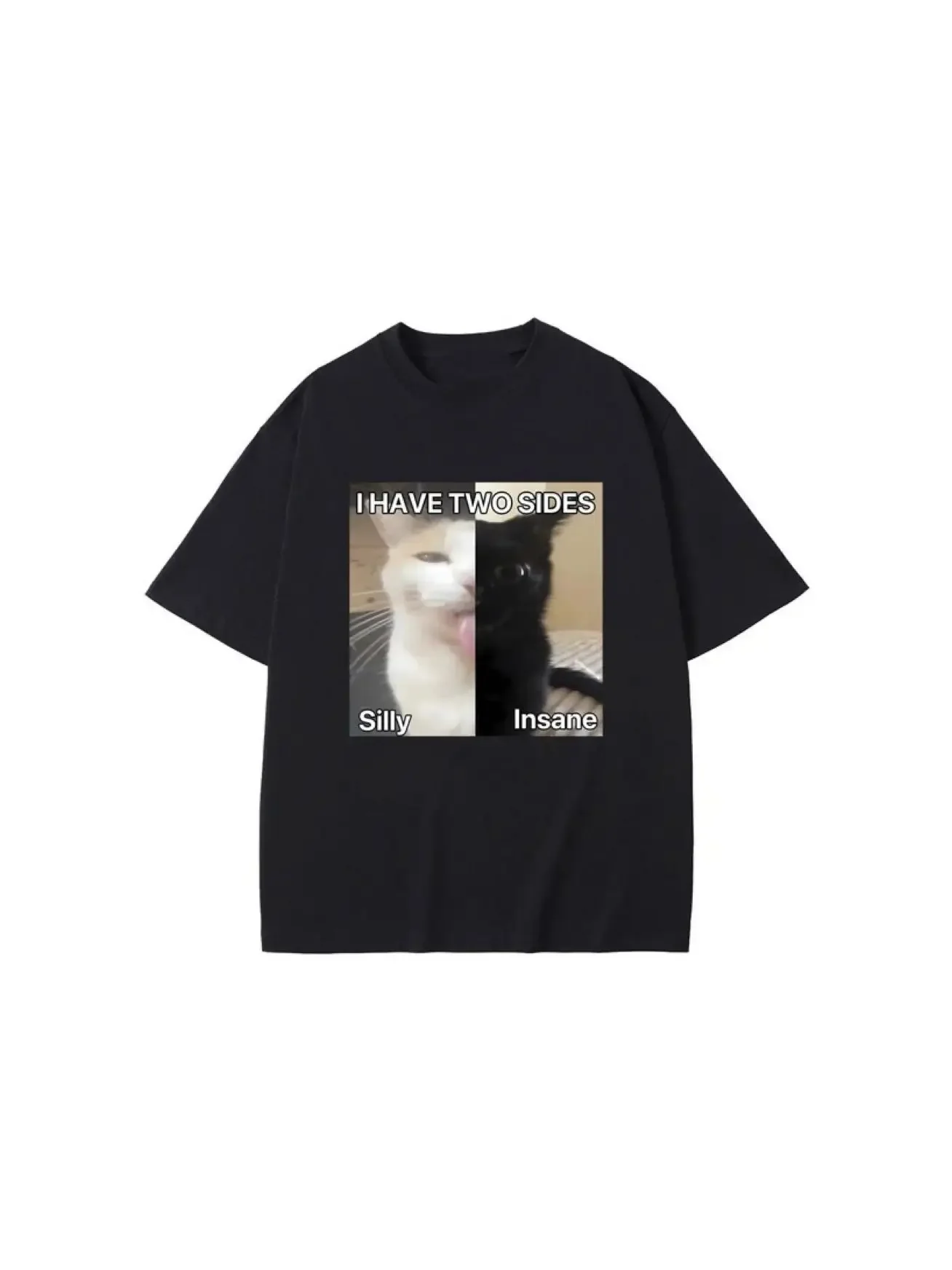 Футболка для мужчин и женщин, забавная хлопковая рубашка с надписью «I has Two Side глупая сумасшедшая кошка», подарок на лето