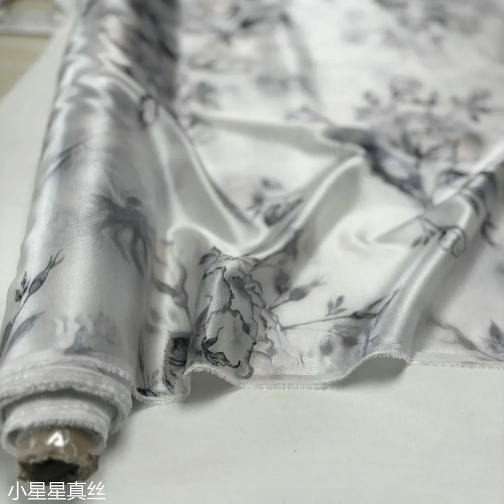 Chinese Style 19 Momme Silk Crepe Satin Stretch Satin Fabric Custom-Made Clothes Silk Cheongsam Fabric Summer