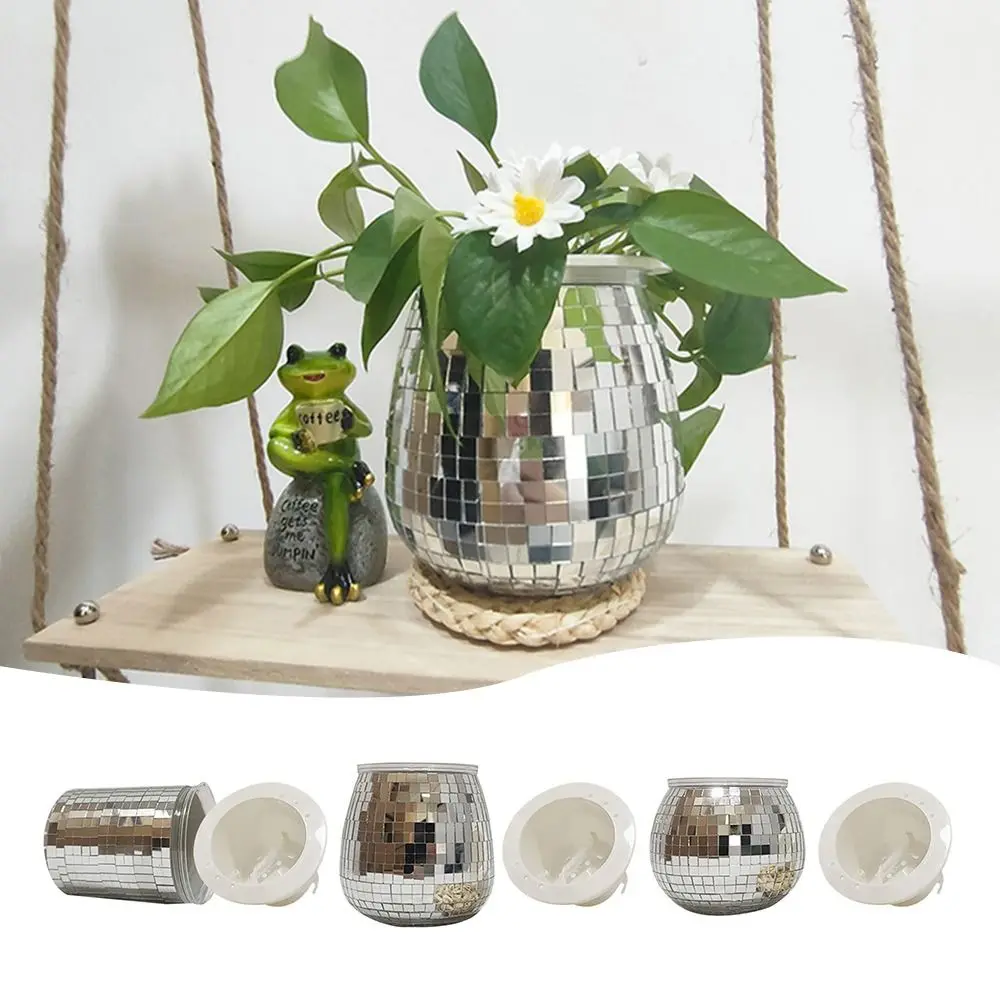 

Creative Disco Ball Flowerpot Plastic Water Storage Flower Pot Glass Mirror Pot Hydroponic Planter Office