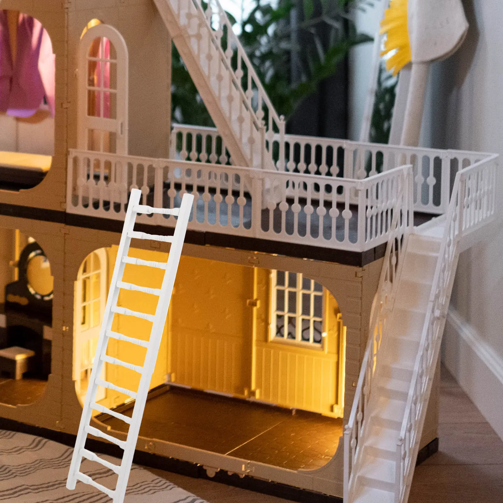 

1:12 Scale Miniature Wooden Ladder for Dollhouse Furniture Realistic Step Ladder Decor Micro Landscape Playroom Classroom DIY