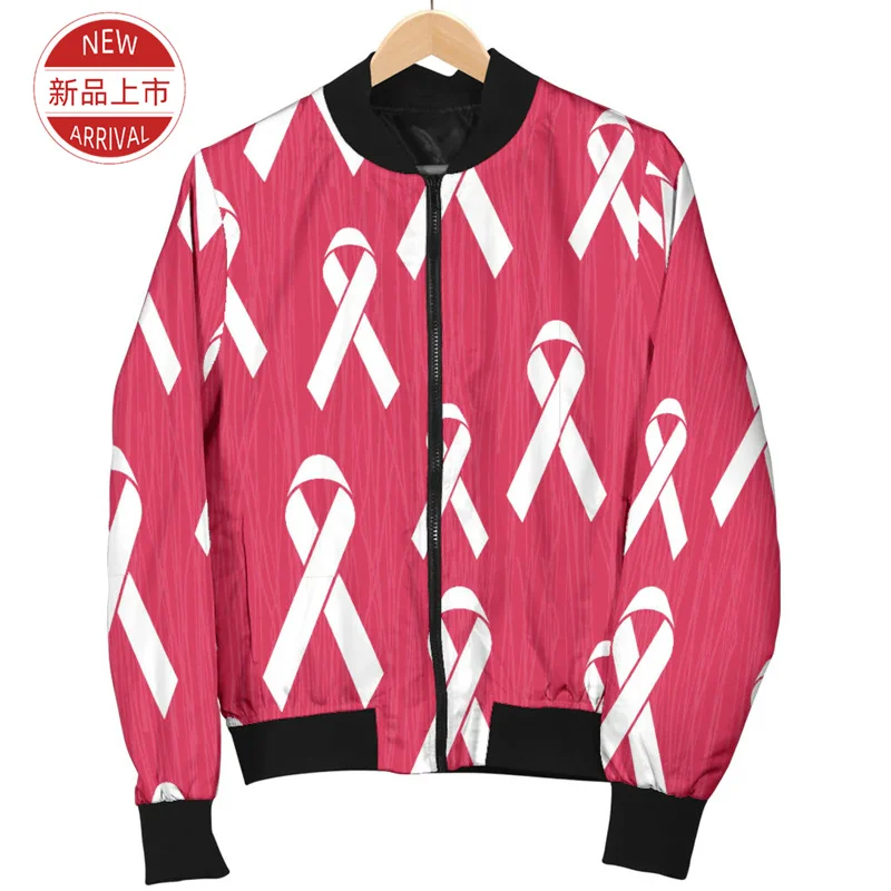 BREAST CANCER AWARENESS 3D Printing Jacket Pink Ribbons Graphic Lapel Jackets For Women Fashion Streetwear Mens Jackets Clothing