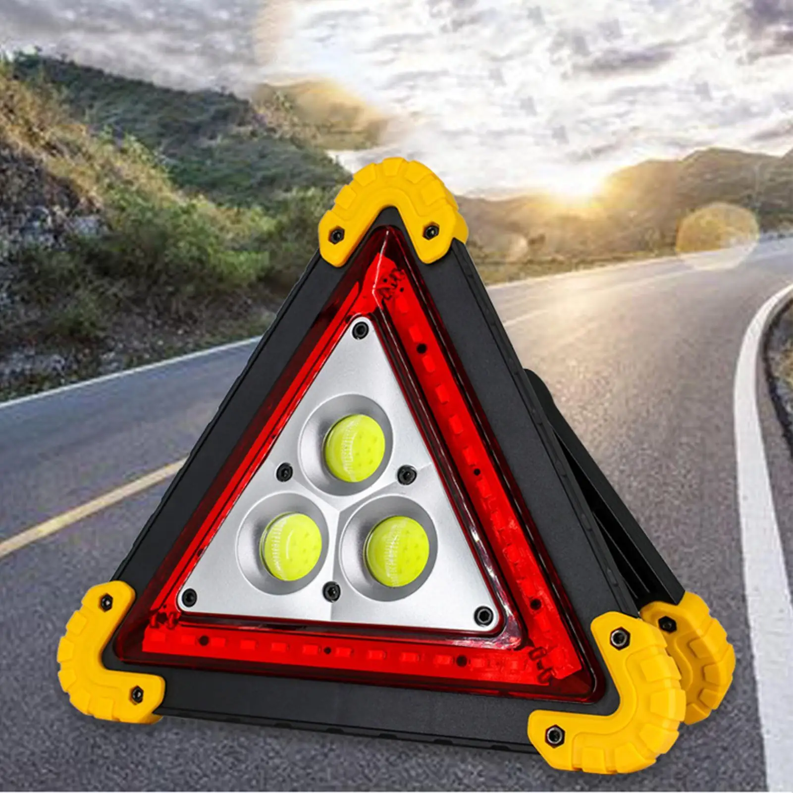 COB Work Light LED Triangle Lights Rechargeable Car-mounted Folding Emergency Warning Lights Eye-Catching Safety Reflectors