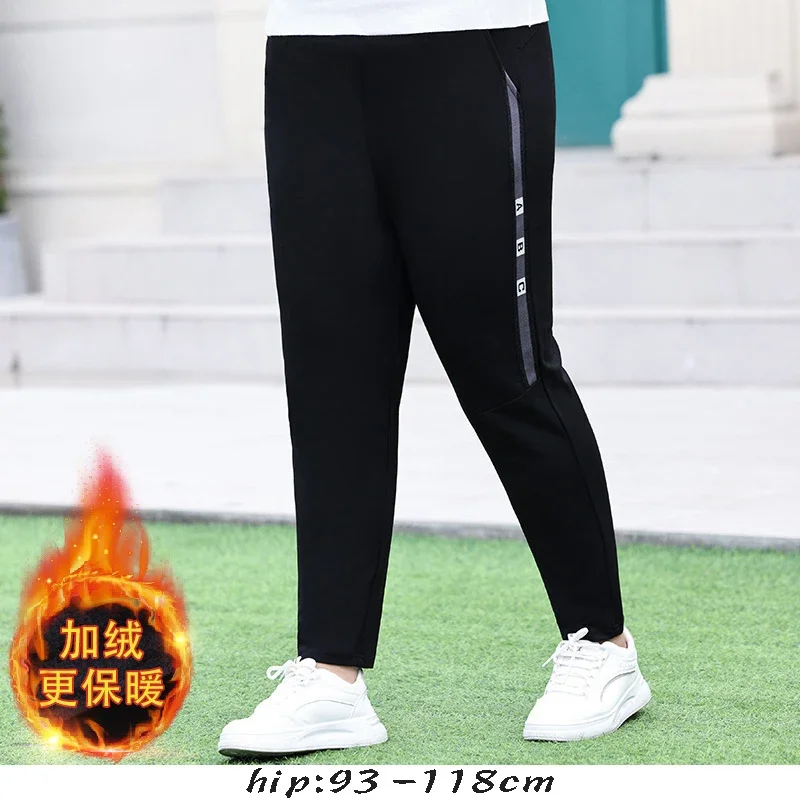 

High quality winter warm pant for women plus size plush lining elastic waist new 2023 slim sweatpants trousers - black