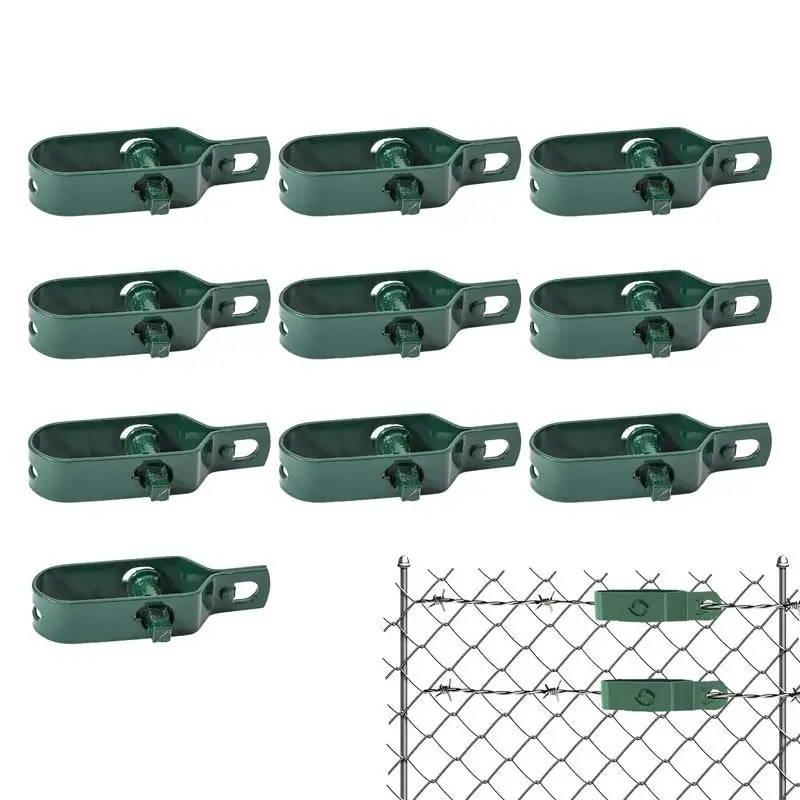 10pcs Wire Tightener Rope Wire Tightener Ratchet Fence Cable Tensioner Green Coating Steel Wire Rope Metal Cable Tensioner Tool