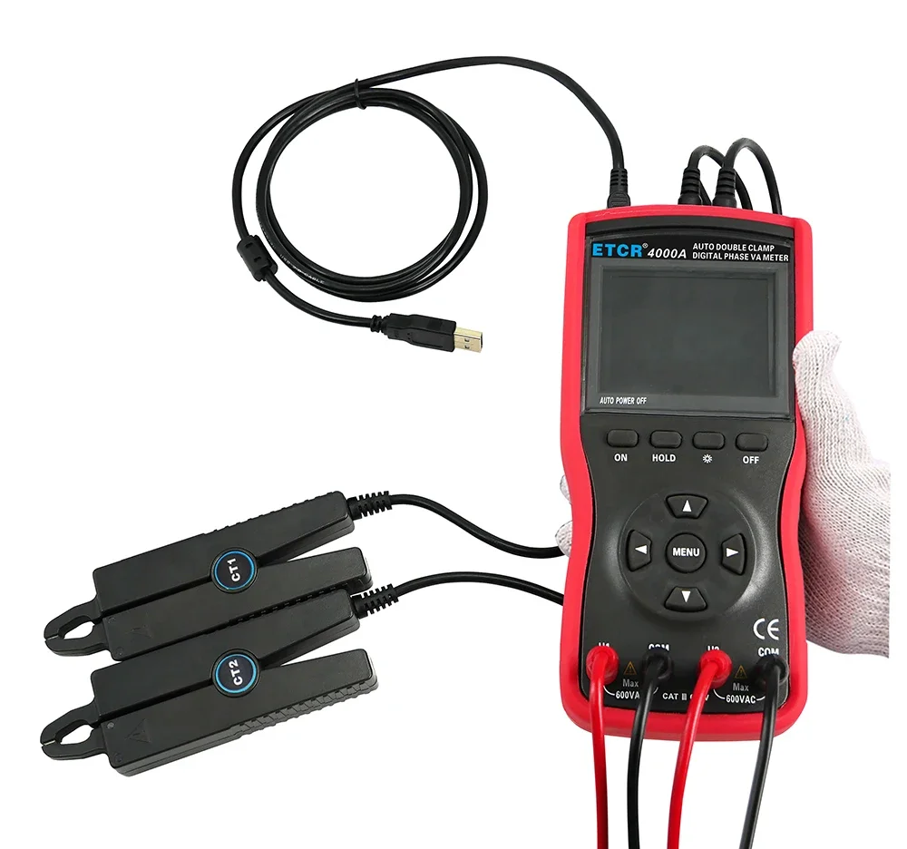

Intelligent Double Clamp Digital Phase Voltmeter Volt-Ampere Meter IP67 Rated 0.5 Accuracy 1000V/1000A 2s