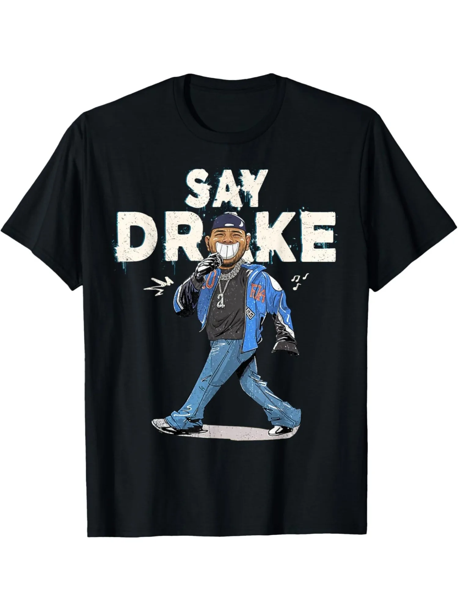 

[Say Drake Cotton Tee] Black Cotton Graphic T-Shirt - Say Drake Men's & Women's Casual Round Neck Short Sleeve Tee